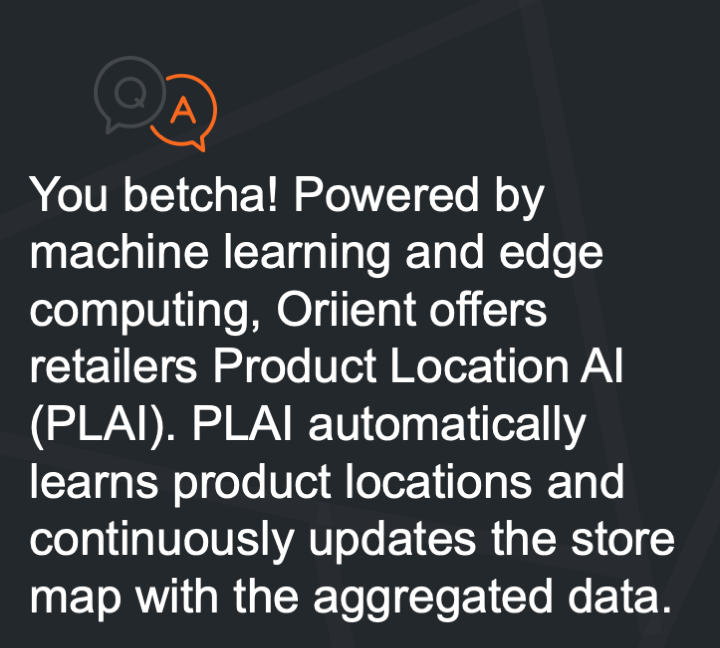 Oriient learns product locations using Product Location AI - PLAI